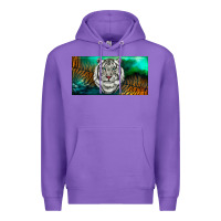 Purple white tiger forest license plate Premium Hoodie - RanaPortraitStore