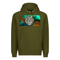 Army Green white tiger forest license plate Premium Hoodie - RanaPortraitStore