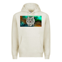 Oatmeal Heather white tiger forest license plate Premium Hoodie - RanaPortraitStore