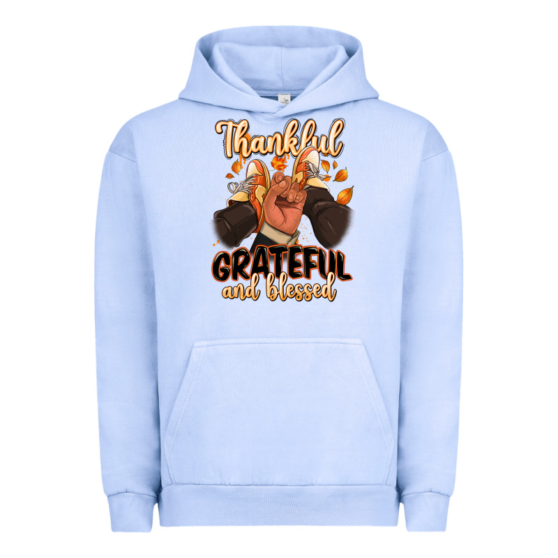 Thankful Grateful And Blessed Black Man Sneakers Urban Hoodie by RanaPortraitStore | Teevron