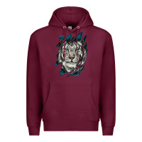 Burgundy White Tiger Scratch Mark Premium Hoodie - RanaPortraitStore