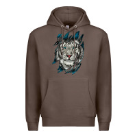Coffee White Tiger Scratch Mark Premium Hoodie - RanaPortraitStore