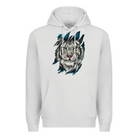 Dove Grey White Tiger Scratch Mark Premium Hoodie - RanaPortraitStore