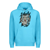 Ocean Blue White Tiger Scratch Mark Premium Hoodie - RanaPortraitStore