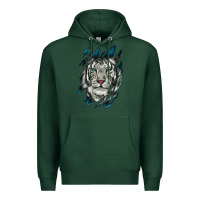 Sports Green White Tiger Scratch Mark Premium Hoodie - RanaPortraitStore