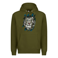 Army Green White Tiger Scratch Mark Premium Hoodie - RanaPortraitStore