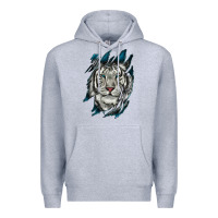 Heather Grey White Tiger Scratch Mark Premium Hoodie - RanaPortraitStore