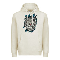 Oatmeal Heather White Tiger Scratch Mark Premium Hoodie - RanaPortraitStore