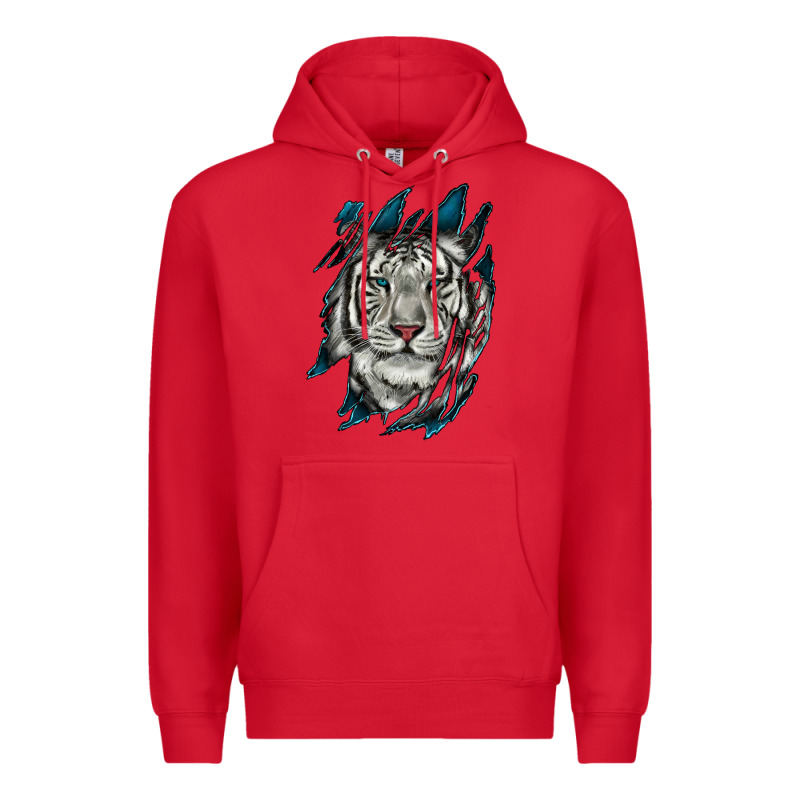 White Tiger Scratch Mark Premium Hoodie by RanaPortraitStore | Teevron
