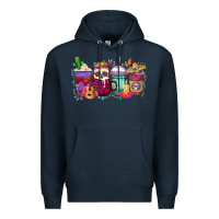 Navy dia de los muertos coffee cups Premium Hoodie - texasbilliewilder