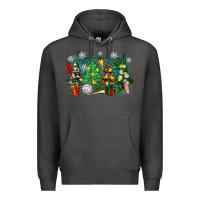 Charcoal Heather christmas trees with tennis Premium Hoodie - Zillion Design Studio