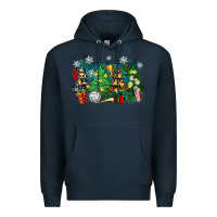 Navy christmas trees with tennis Premium Hoodie - Zillion Design Studio
