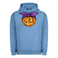 Pigment Pebble Blue Jack O' Lantern Halloween Pumpkin Urban Hoodie - RanaPortraitStore