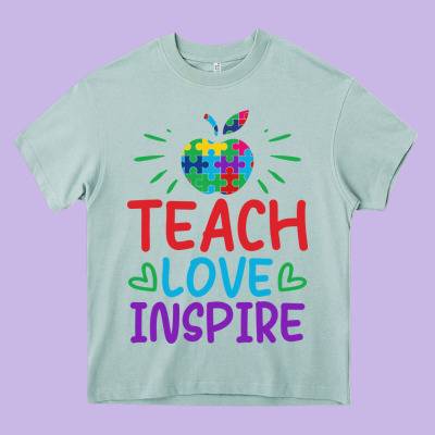 Teach Love Inspire Heavy Core Tee Designed By Cowhidedigitalart