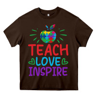 Chocolate Brown teach love inspire Heavy Core Tee - CowhideDigitalArt