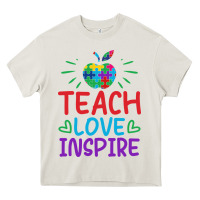 Cream teach love inspire Heavy Core Tee - CowhideDigitalArt
