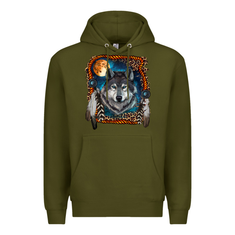 Wolf And Feathers Premium Hoodie by RanaPortraitStore | Teevron
