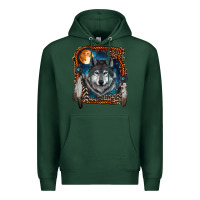 Sports Green Wolf And Feathers Premium Hoodie - RanaPortraitStore
