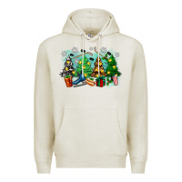 Oatmeal Heather christmas trees with hockey Premium Hoodie - Zillion Design Studio