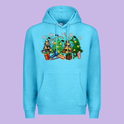 Christmas Trees With Hockey Premium Hoodie Designed By Zillion Design Studio