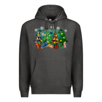 Charcoal Heather christmas trees with hockey Premium Hoodie - Zillion Design Studio