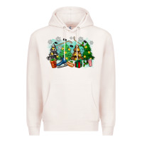 Pale Pink christmas trees with hockey Premium Hoodie - Zillion Design Studio