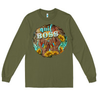 Army Green nail boss Long Sleeve Tee - BarkalooDesign