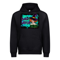 Black Halloween Bad Witch Vibes Watercolor Urban Hoodie - RanaPortraitStore
