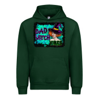 Forest Green Halloween Bad Witch Vibes Watercolor Urban Hoodie - RanaPortraitStore