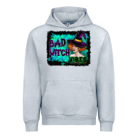 Heather Grey Halloween Bad Witch Vibes Watercolor Urban Hoodie - RanaPortraitStore