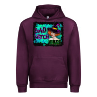 Mauve Wine Halloween Bad Witch Vibes Watercolor Urban Hoodie - RanaPortraitStore