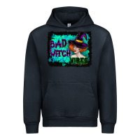 Navy Halloween Bad Witch Vibes Watercolor Urban Hoodie - RanaPortraitStore