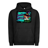 Pigment Black Halloween Bad Witch Vibes Watercolor Urban Hoodie - RanaPortraitStore
