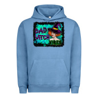 Pigment Pebble Blue Halloween Bad Witch Vibes Watercolor Urban Hoodie - RanaPortraitStore