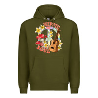 Army Green hippie soul with peace Premium Hoodie - texasbilliewilder