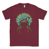 Burgundy native american headdress turquise Classic Tee - BarkalooDesign