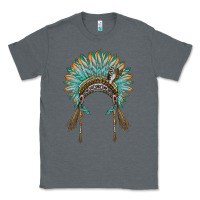 Charcoal Heather native american headdress turquise Classic Tee - BarkalooDesign