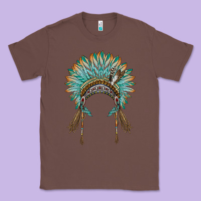 Native American Headdress Turquise Classic Tee Designed By Barkaloodesign