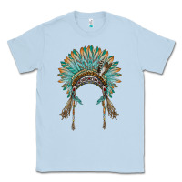 Dusty Blue native american headdress turquise Classic Tee - BarkalooDesign