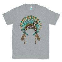 Heather Grey native american headdress turquise Classic Tee - BarkalooDesign