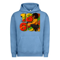 Pigment Pebble Blue 1865 Juneteenth afro woman Urban Hoodie - RanaPortraitStore