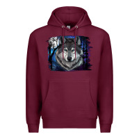 Burgundy Wolf And Full Moon Premium Hoodie - RanaPortraitStore