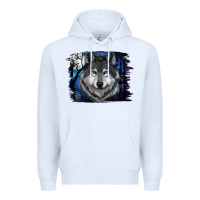 White Wolf And Full Moon Premium Hoodie - RanaPortraitStore