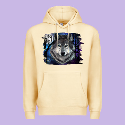 Premium Hoodie Wolf And Full Moon