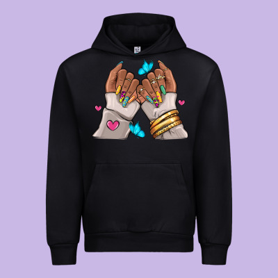 Afro Woman Nail Art Urban Hoodie Designed By Ranaportraitstore