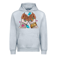 Heather Grey Afro woman nail art Urban Hoodie - RanaPortraitStore