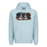 Blue Mist Wolf eyes american flag Premium Hoodie - RanaPortraitStore
