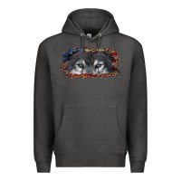Charcoal Heather Wolf eyes american flag Premium Hoodie - RanaPortraitStore
