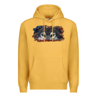 Mustard Wolf eyes american flag Premium Hoodie - RanaPortraitStore