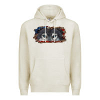 Oatmeal Heather Wolf eyes american flag Premium Hoodie - RanaPortraitStore